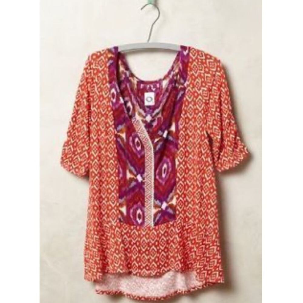Anthropologie Akemi + Kin Ikat Rust Blouse